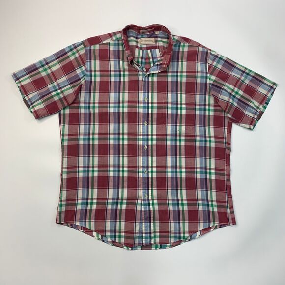 Vintage Chaps Ralph Lauren Shirt Mens L Large Plum Blue Plaid Long Sleeve 90s - Picture 2 of 10